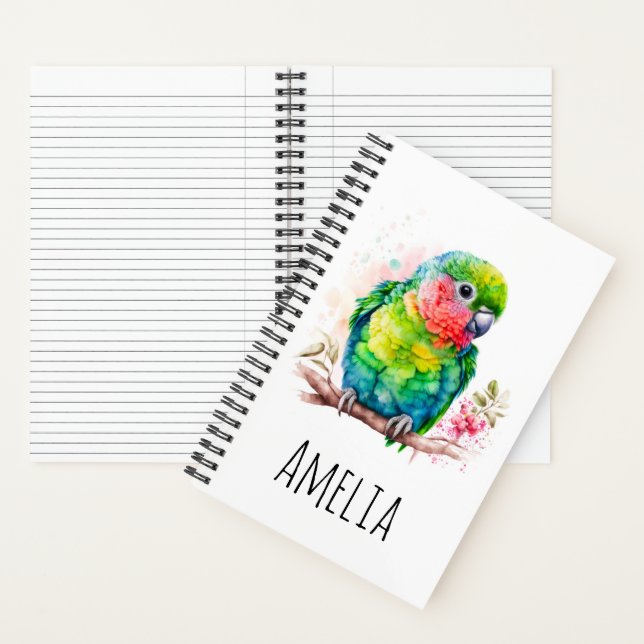 Grüner Papagei - Niedlicher Baby Bird Notizbuch (Innen)