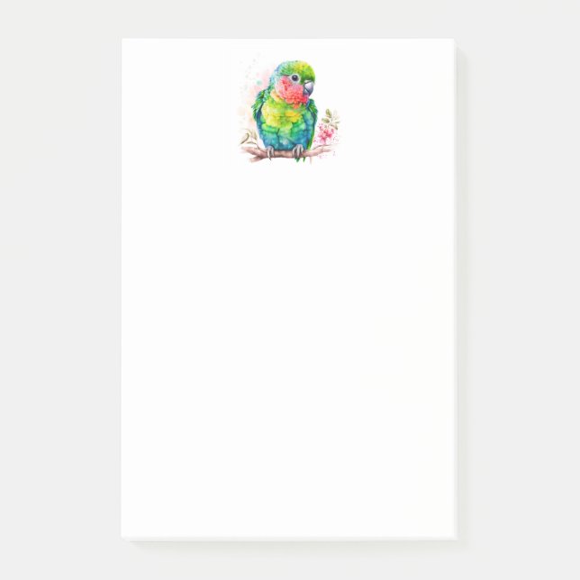 Grüner Papagei - Niedlicher Baby Bird Post-it Klebezettel (Vorderseite)