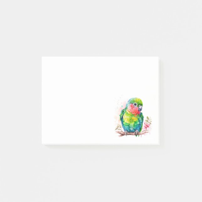 Grüner Papagei - Niedlicher Baby Bird Post-it Klebezettel (Vorderseite)