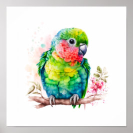 Grüner Papagei - Niedlicher Baby Bird Poster