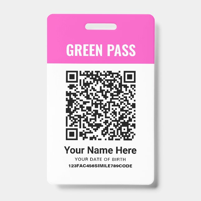 Grüner Pass - Impfzertifikat PVC Rosa Ausweis (Front)