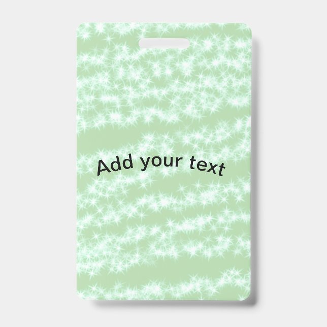 Grüner Pastell-Glitter Glanz Name Text Boho Retro  Ausweis (Vorderseite)