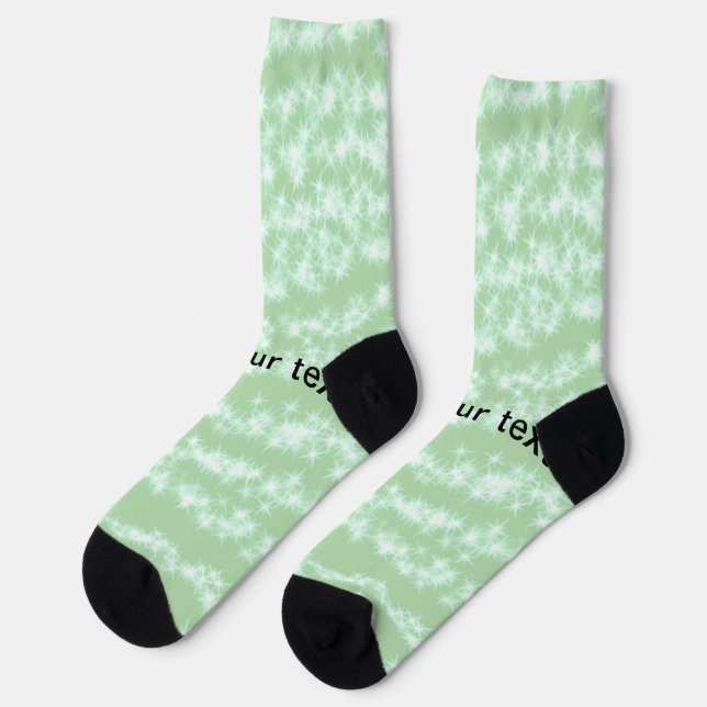 Grüner Pastell-Glitter-Sparkling-Name-Text Boho Re Socken (Linkes Detail)