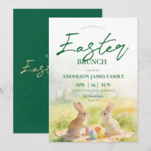 Grüner Pastell-Watercolor-Hase-Oster-Brunch 