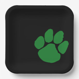 Grüner Pawprint für Teller von Party aus Schwarzpa