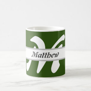 Grüner Personalisierter Name des Anfangsbuchstaben Kaffeetasse