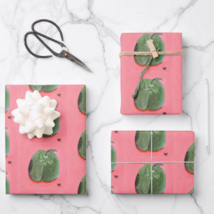 Grüner Pfeffer Geschenkpapier Set