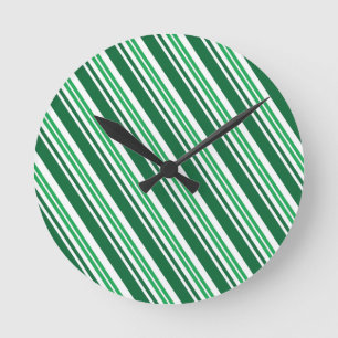 Grüner Pfefferminzstreifen Runde Wanduhr