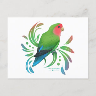 Grüner Pfirsich gegenüber Lovebird Postkarte