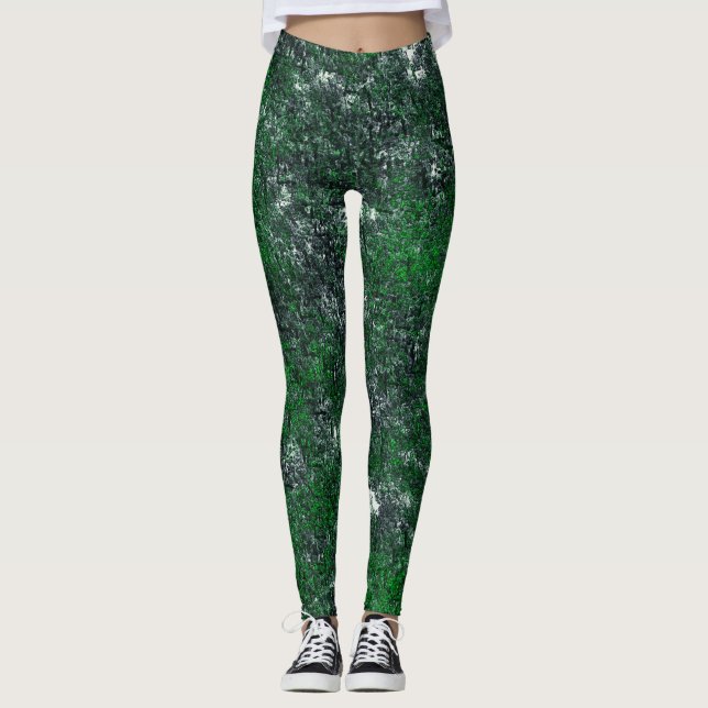 Grüner Pilz auf weißem grauem Fels oder Baumstamm Leggings (Vorderseite)