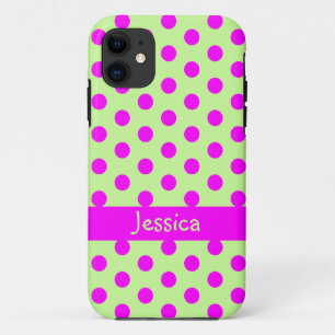 Grüner Pink Polka Dots Muster Mädchenname title_seo2