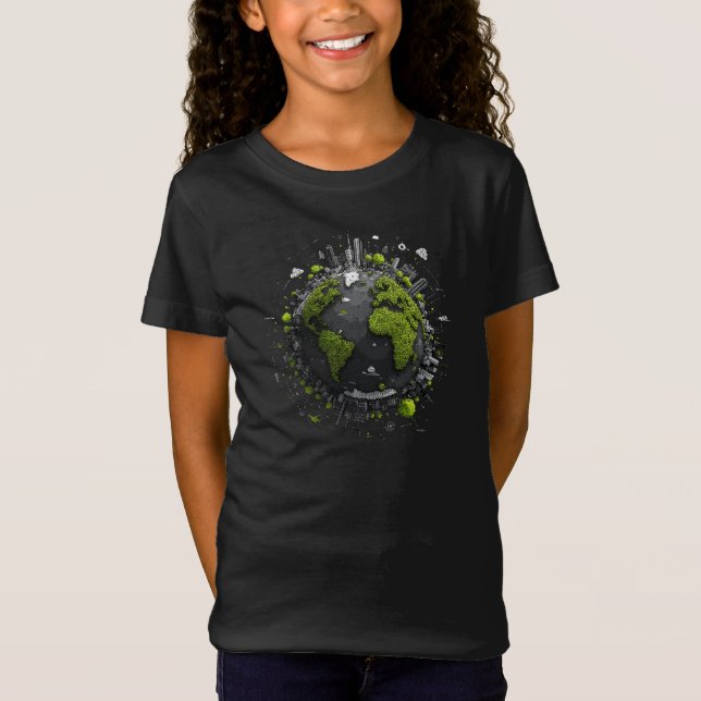 Grüner Planet Erde  T-Shirt (Vorderseite)