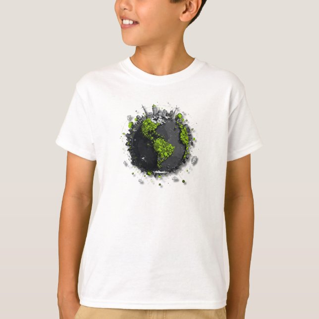 Grüner Planet Erde  T-Shirt (Vorderseite)