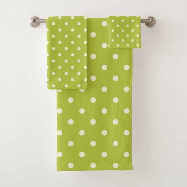 Grüner Polka-Dot Badhandtuch Set (Insitu)