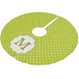 Grüner Polka Dot Monogram, anfänglicher Tree Skirt Polyester Weihnachtsbaumdecke