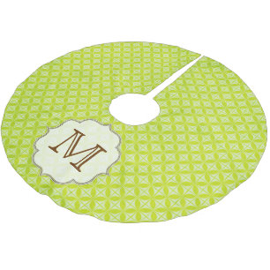 Grüner Polka Dot Patter Monogram, Initial Tree Ski Polyester Weihnachtsbaumdecke