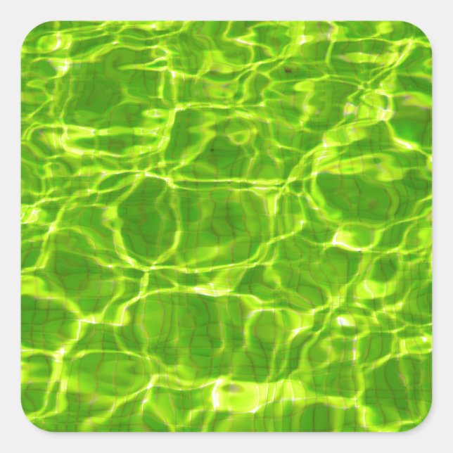 Grüner Pool Wassermuster Neon farbenfrohe Helle Quadratischer Aufkleber (Vorderseite)