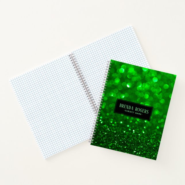 Grüner Pseudo-Glitterdruck Notizbuch (Innenseite)
