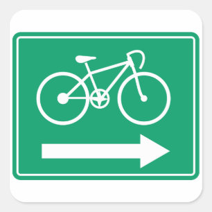 Grüner Radweg-Rechts-Pfeil-Richtungsanzeiger Quadratischer Aufkleber