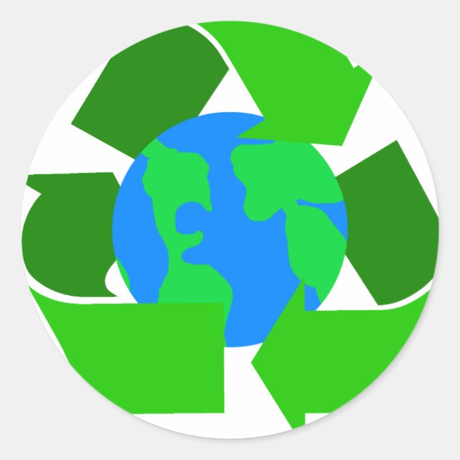 grüner recycle runder aufkleber (Vorderseite)