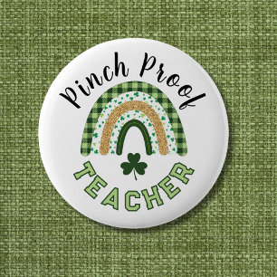 Grüner Regenbogen-Kneifschutz-Lehrer St. Patrick's Button