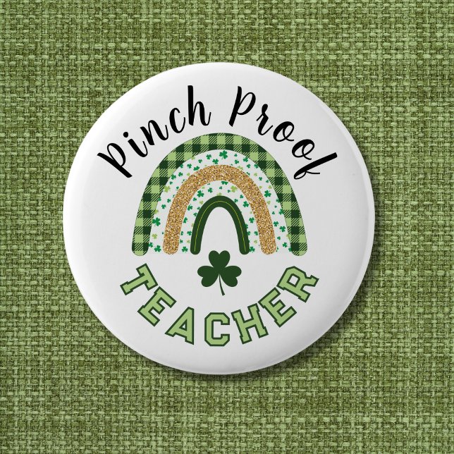 Grüner Regenbogen-Kneifschutz-Lehrer St. Patrick's Button (Von Creator hochgeladen)