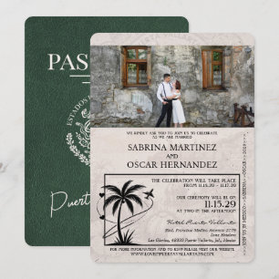 Grüner Reisepass Vallarta Hochzeit Einladung