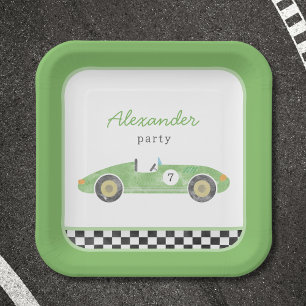 Grüner Rennwagen Geburtstag Pappteller