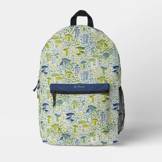 Grüner Retro-Pilz Bedruckter Rucksack