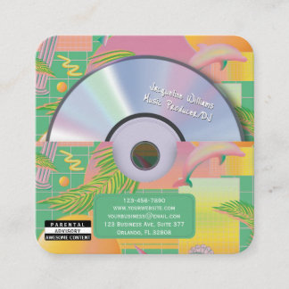 Grüner Retro-Vaporwave-Musikproduzent CD DJ Quadratische Visitenkarte