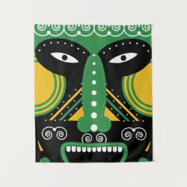 Grüner ritueller Stamm Wandteppich