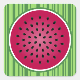 Grüner roter Wassermelone-Entwurf Quadratischer Aufkleber
