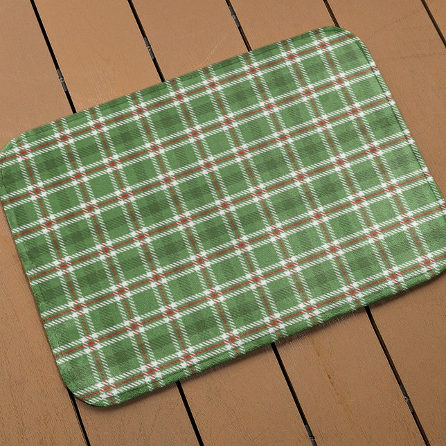 Grüner rustikaler Karierter Musterurlaub Badematte (Green and red holiday bath mat
)