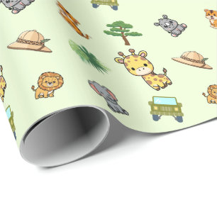 Grüner Safari-Geburtstag Geschenkpapier