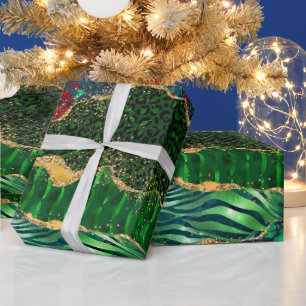 Grüner Safari-Tierdruck Achat Geschenkpapier