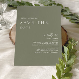 Grüner Salbei Minimalistische Elegante Hochzeit Save The Date