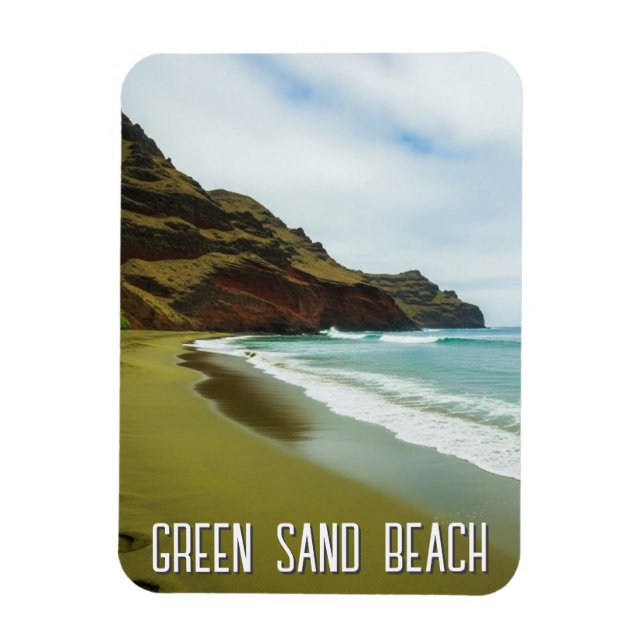 Grüner Sandstrand Hawaii Reise Magnet (Vertikal)