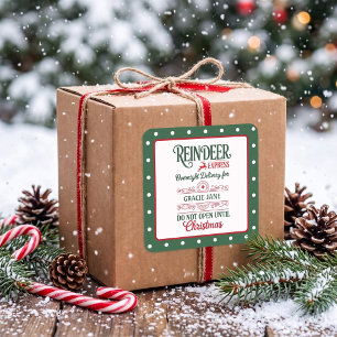 Grüner Santa-Express-Lieferung Weihnachten Gepunkt Quadratischer Aufkleber