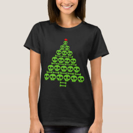 Grüner Schädel und Knochen Weihnachtsbaum T-Shirt
