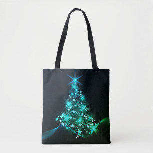 Grüner Schimmer der Sterne auf dunklem Weihnachtsb Tasche