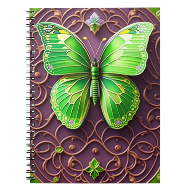Grüner Schmetterling 3D Optik Notizblock (Vorderseite)