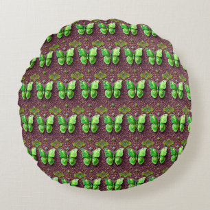 Grüner Schmetterling 3D Optik Rundes Kissen
