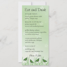 Grüner Schmetterling auf hellgrün - Menükarte