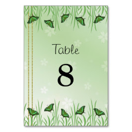 Grüner Schmetterling auf hellgrün - Tischnummer