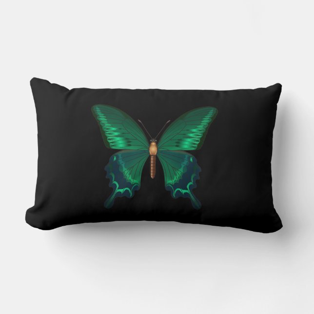Grüner Schmetterling dekorativer Kissen (Vorderseite)