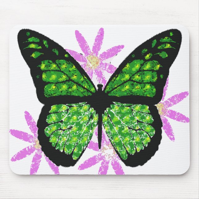 Grüner Schmetterling Mousepad (Vorne)