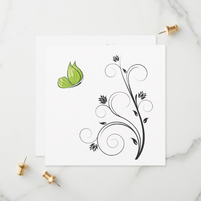 Grüner Schmetterling  Save The Date (Vorderseite/Rückseite Beispiel)