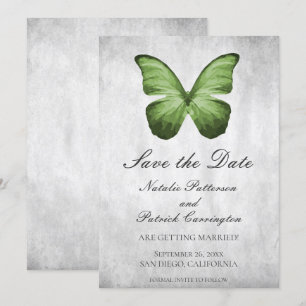 Grüner Schmetterling Save-the-Date-Einladung Einladung