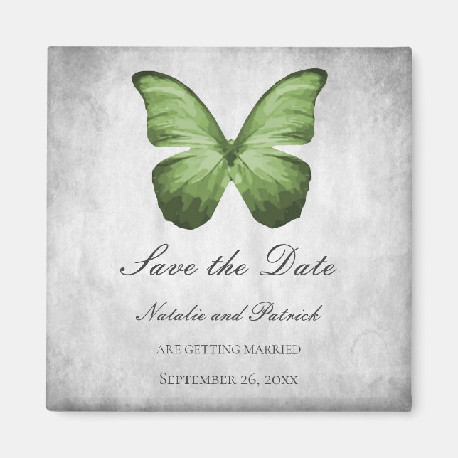 Grüner Schmetterling Save the Date Magnet (Vorne)