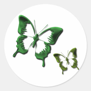 Grüner Schmetterlings-Aufkleber Runder Aufkleber